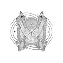 Plane and paw in infinity loop tattoo design idea