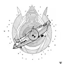 Plane and paw in infinity loop tattoo design idea