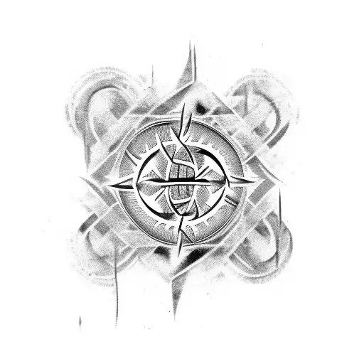 messy neotribal sigil tattoo design idea