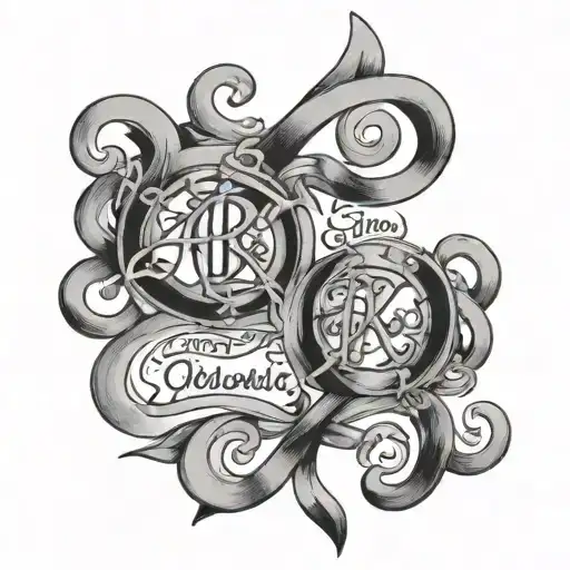 A text with the names Arthur and Amisa, and an infinite loop binding them tattoo design idea