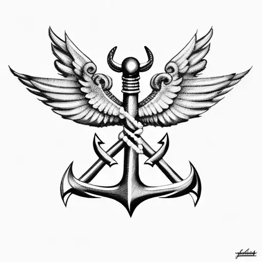 wings , navy anchor, air traffic controller  tattoo design idea