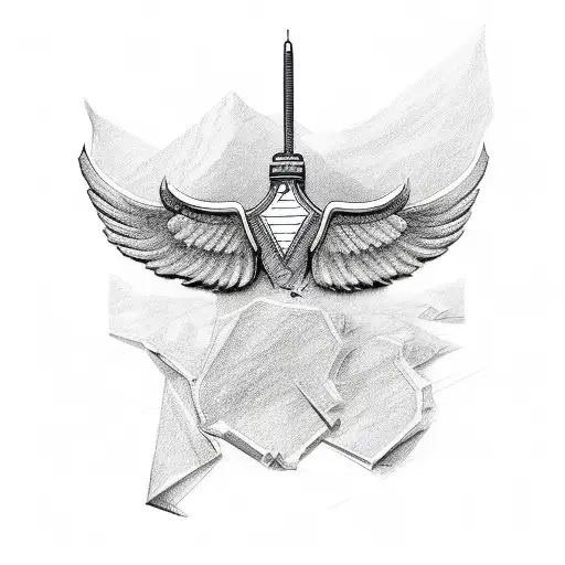 wings anchor air traffic controller  tattoo design idea