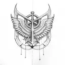 wings , navy anchor, air traffic controller  tattoo design idea