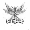 wings , navy anchor, air traffic controller  tattoo design idea