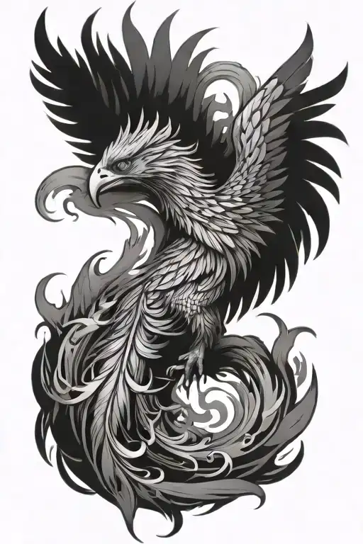 Fire-breathing phoenix for chest tattoo design idea