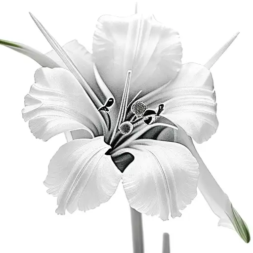 gladiolus, spider lily, daisy, lily tattoo design idea