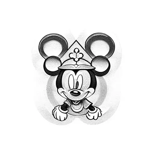 Mickey Mouse only outside line tattoo design idea
