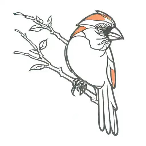 tiny red cardinal bird tattoo design idea