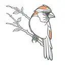 tiny red cardinal bird tattoo design idea