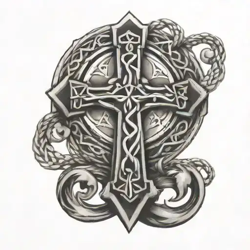 Celtic cross fading into an anchor tattoo design idea