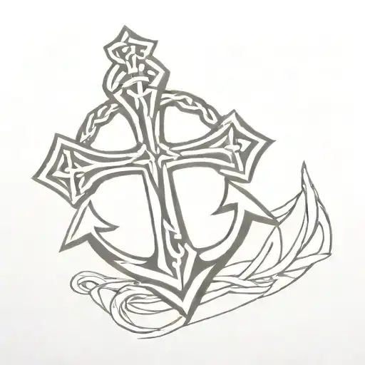 Celtic cross fading into an anchor tattoo design idea