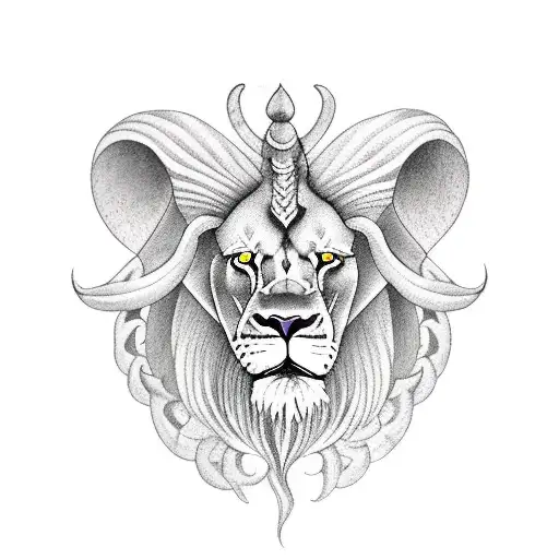 Lion capricorn ram libra tattoo design idea