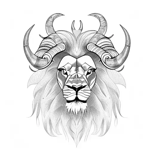 Lion capricorn ram on a libra tattoo design idea