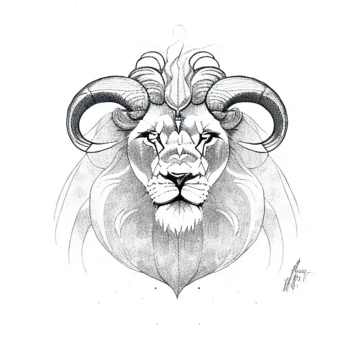 Lion capricorn ram on a libra tattoo design idea