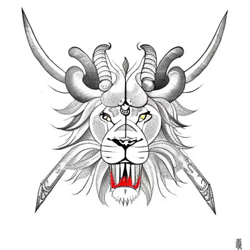 Lion capricorn ram on a libra tattoo design idea