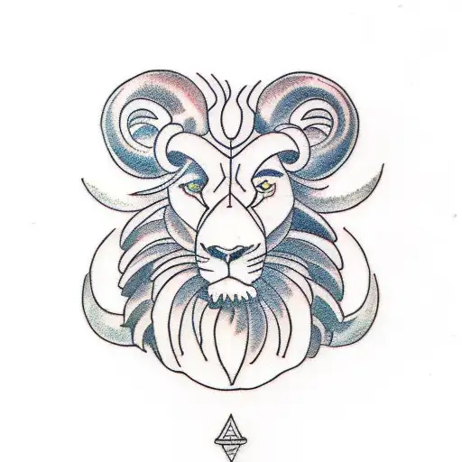 Lion capricorn ram balance tattoo design idea