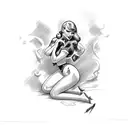 American traditional pin up girl full body flash tattoo design idea