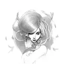 American traditional pin up girl full body flash tattoo design idea