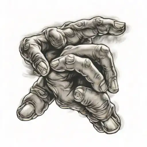 creation of adam hands with clouds tattoo design idea