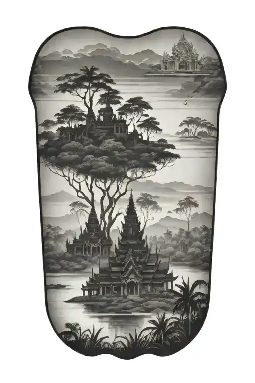 cambodia scenery tattoo design idea