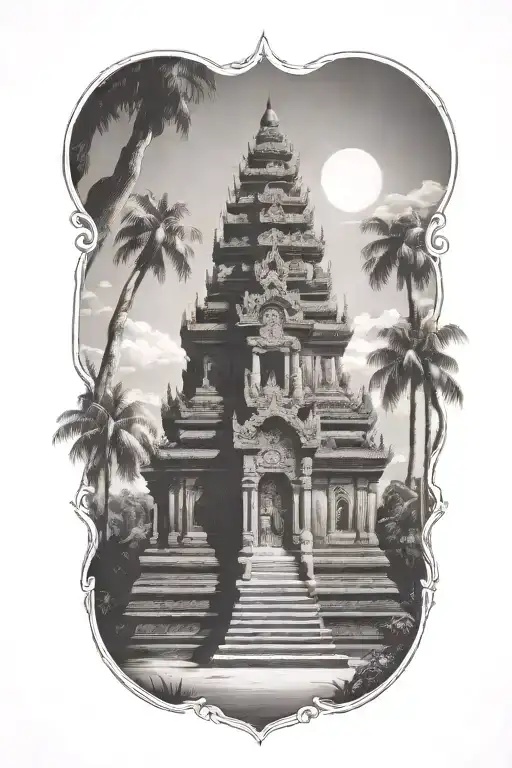laos temple tattoo design idea