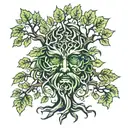 tree with green man tattoo design idea