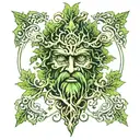 tree with green man tattoo design idea