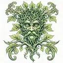 tree with green man tattoo design idea