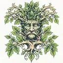 tree with green man tattoo design idea