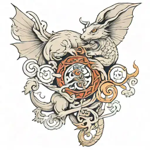 rabbit vs dragon tattoo design idea