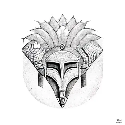 A sketch of a traditional African mask combined with a basketball tattoo design idea