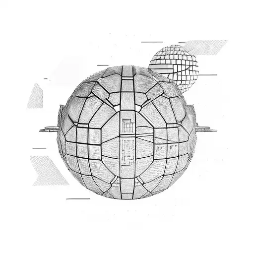 A futuristic cyberpunk cityscape with a basketball court in the center tattoo design idea