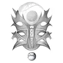 A sketch of a traditional African mask combined with a basketball tattoo design idea