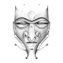 A sketch of a traditional African mask combined with a basketball tattoo design idea