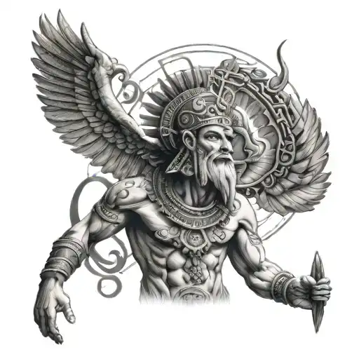 annunaki god with creation tattoo design idea