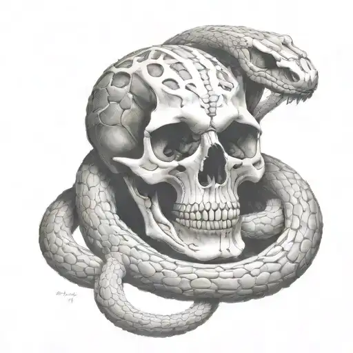 snake skeleton tattoo design idea