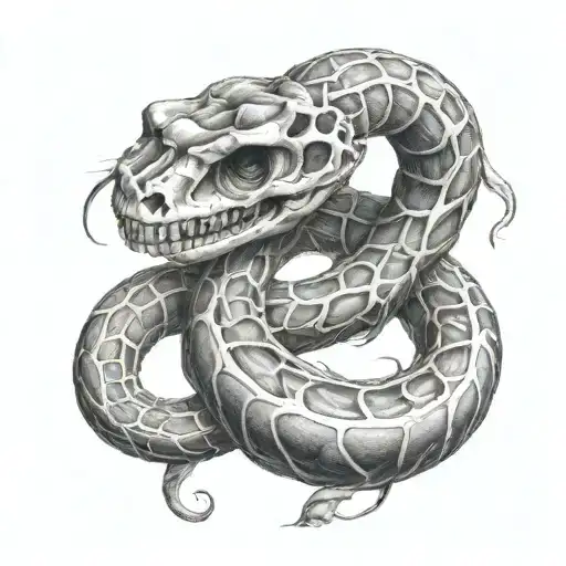 snake skeleton tattoo design idea