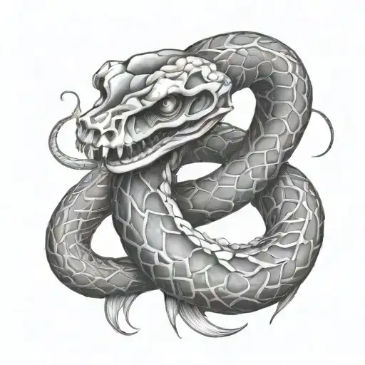 snake skeleton tattoo design idea