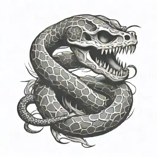 snake skeleton tattoo design idea
