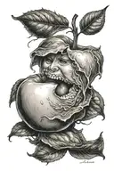 eve biting apple  tattoo design idea