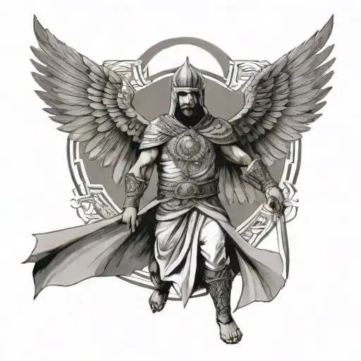 arab warrior with wings spread tattoo design idea