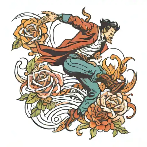 person leaping tattoo design idea