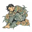 person sleeping tattoo design idea