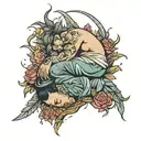 person sleeping tattoo design idea