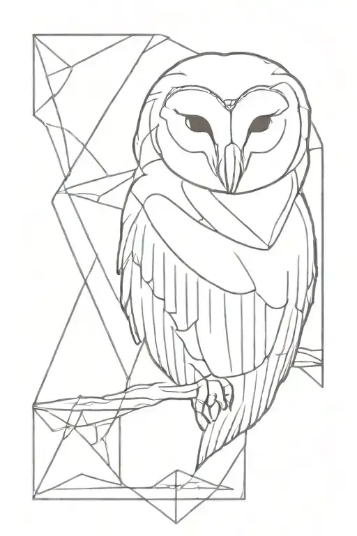 barn owl sitting inside inverted triangle tattoo design idea