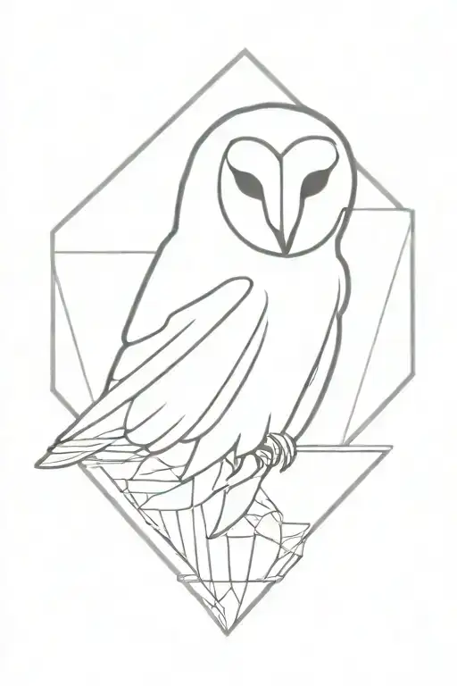 barn owl inside inverted triangle with a perch  tattoo design idea