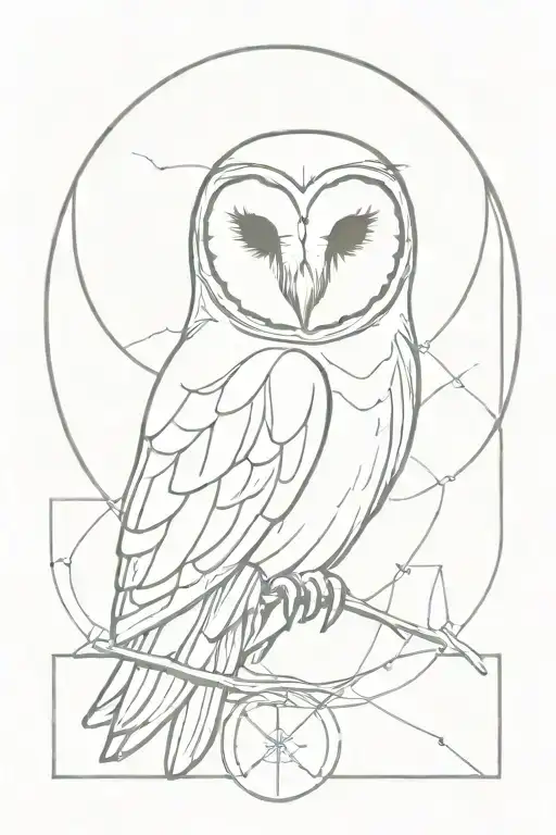 barn owl inside alchemical symbol of earth tattoo design idea