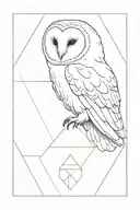 barn owl sitting inside inverted triangle tattoo design idea
