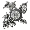 Create a geometric design inspired by Ukrainian pysanky eggs, with the roman numerals of your friend's birthday hidden within the patterns tattoo design idea