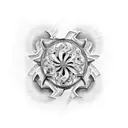 Playa y arena tattoo design idea